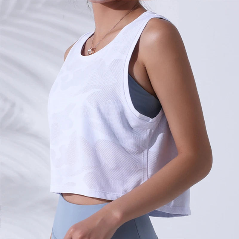 Women’s Camouflage Running Vest – Breathable Crop Top