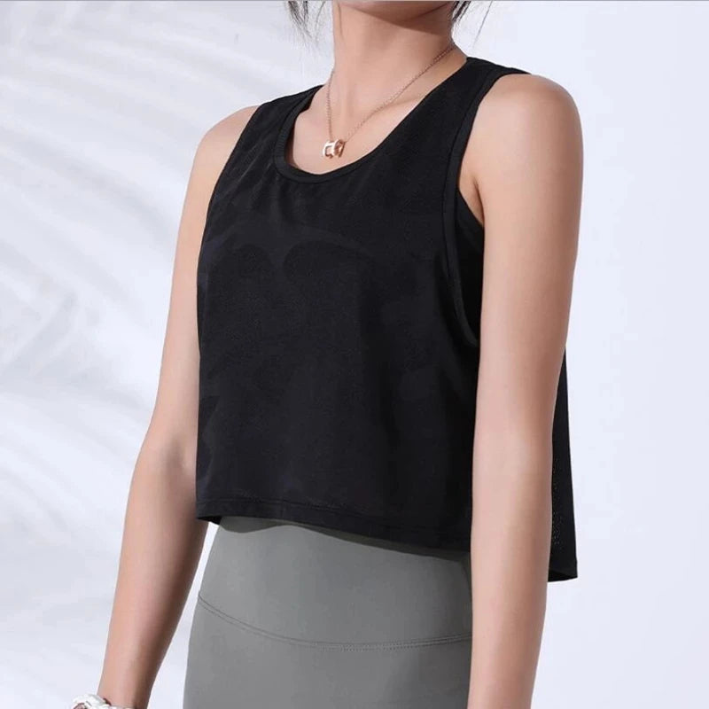 Women’s Camouflage Running Vest – Breathable Crop Top