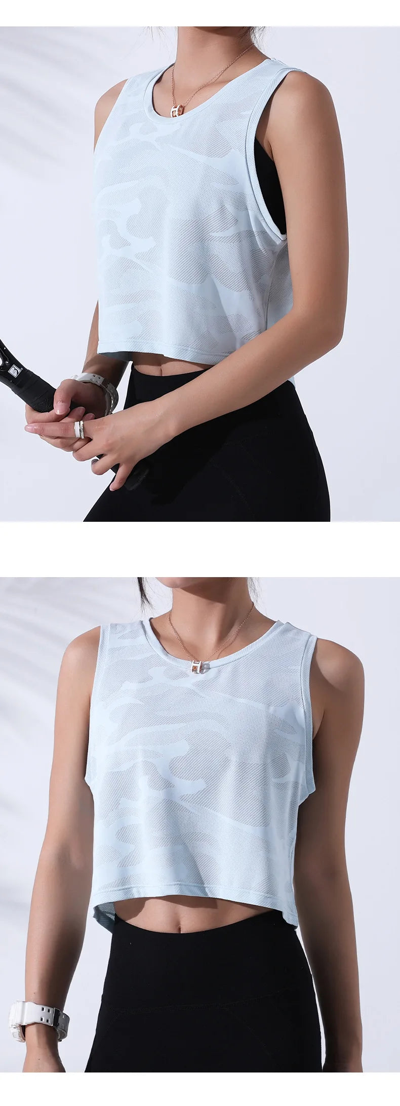 Women’s Camouflage Running Vest – Breathable Crop Top
