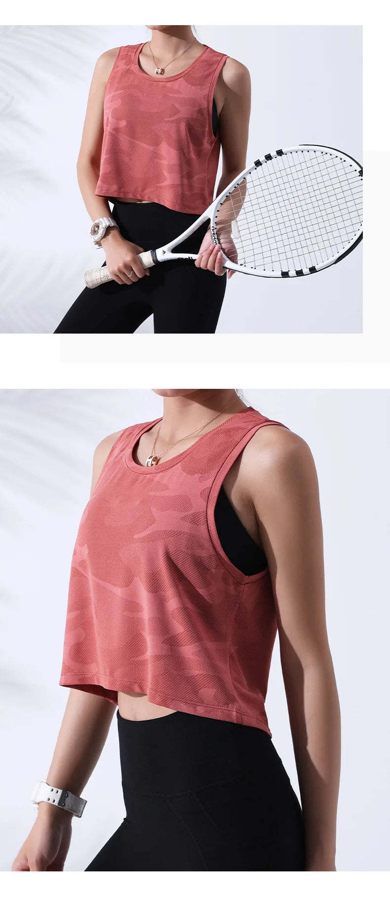 Women’s Camouflage Running Vest – Breathable Crop Top