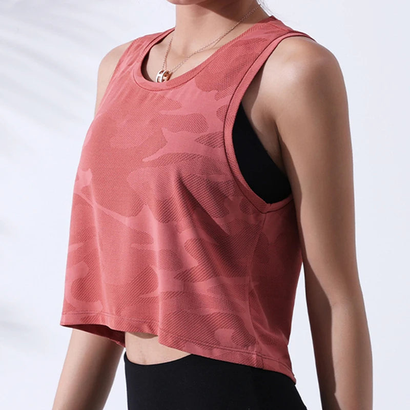 Women’s Camouflage Running Vest – Breathable Crop Top