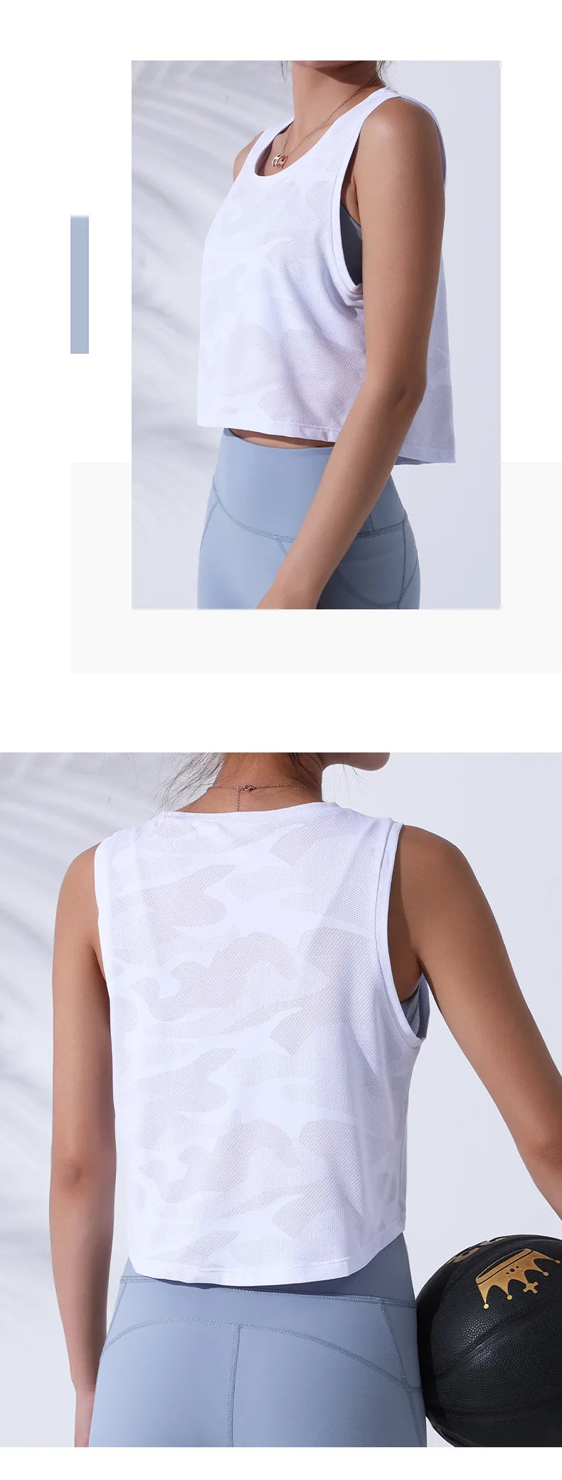 Women’s Camouflage Running Vest – Breathable Crop Top