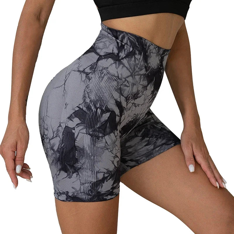 Women’s Tie-Dye High-Waist Yoga & Sports Shorts