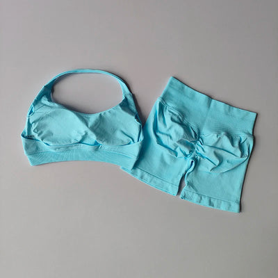 2-Piece Seamless Yoga Set for Women – Sports Bra & Shorts