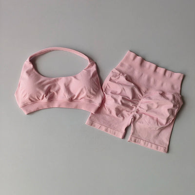 2-Piece Seamless Yoga Set for Women – Sports Bra & Shorts