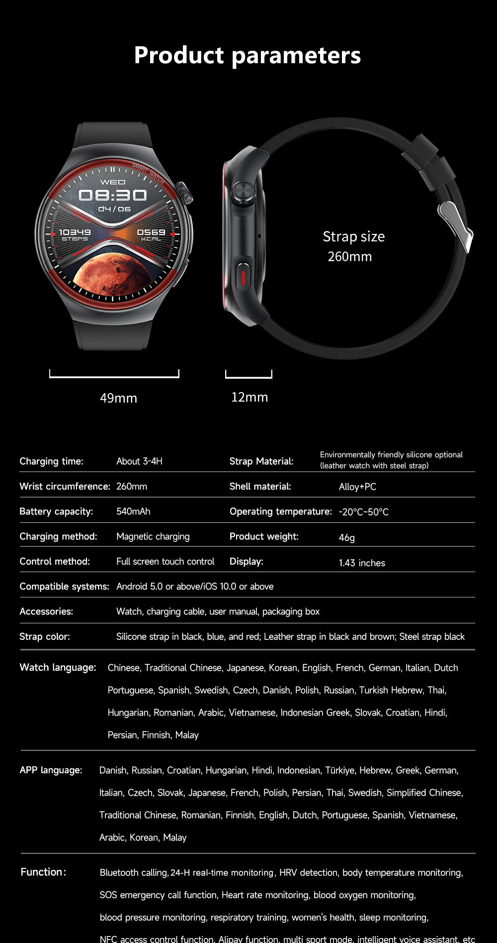 2025 Nursing Health Smartwatch with Laser Blood Pressure Monitor