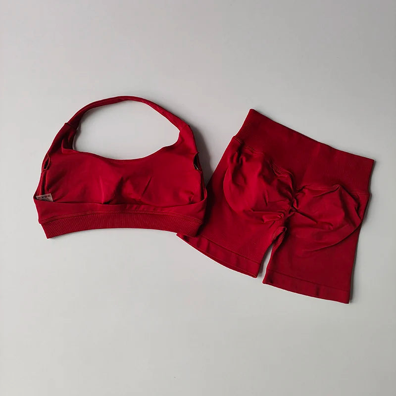 2-Piece Seamless Yoga Set for Women – Sports Bra & Shorts
