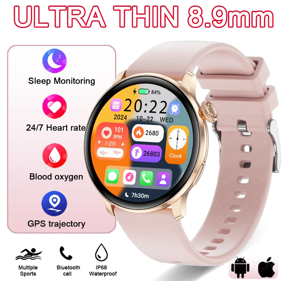 Ultra-thin Luxury Smartwatch Woman GPS Motion Trajectory Bluetooth Call Health Dynamic Island Waterproof Smart Watch Android IOS