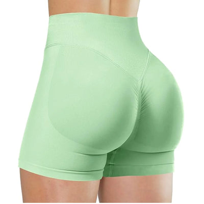High-Waist Summer Yoga Shorts – Solid Color Fitness Pants