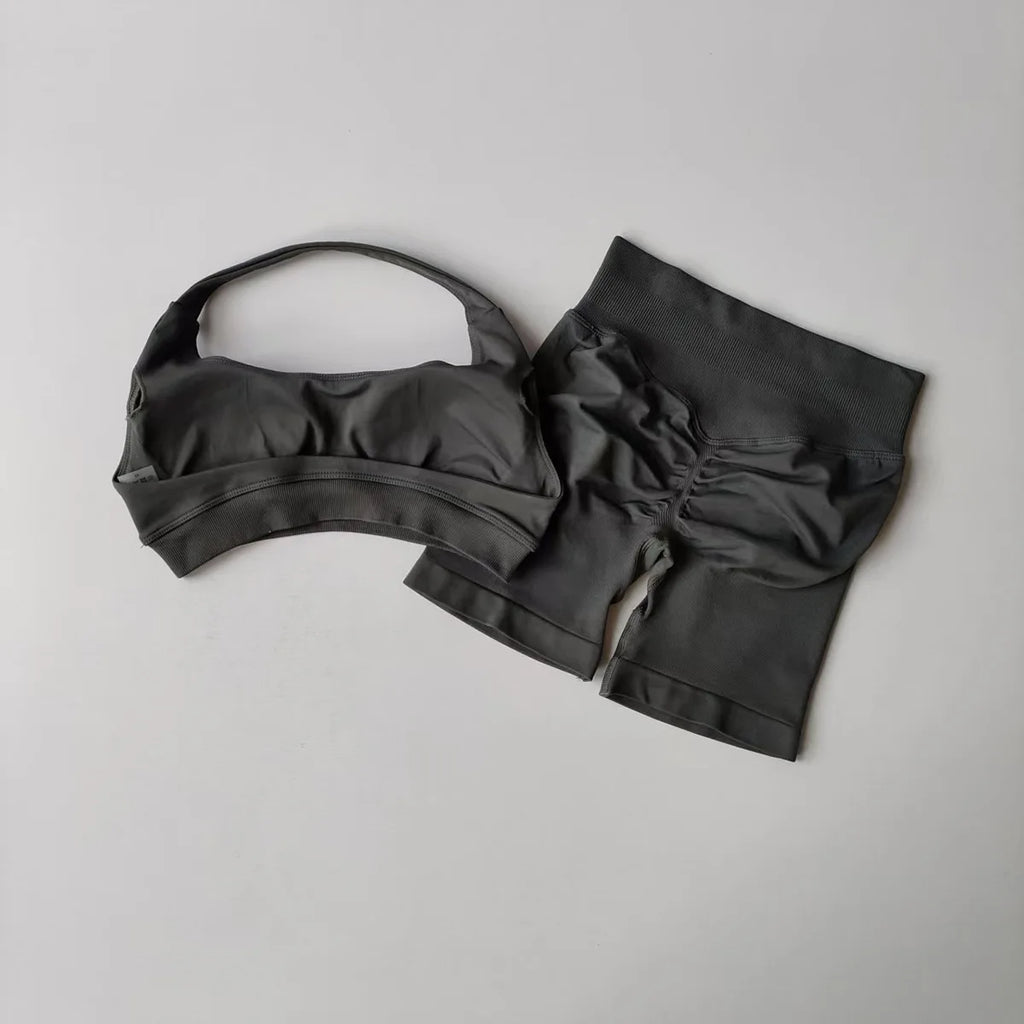 2-Piece Seamless Yoga Set for Women – Sports Bra & Shorts