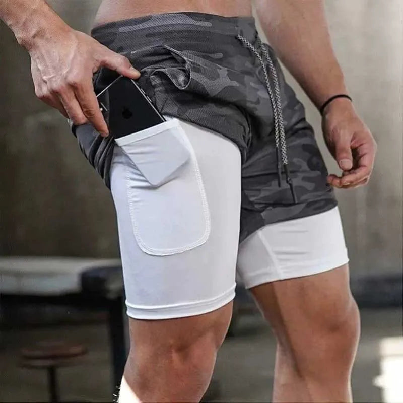 Men’s Camo 2-in-1 Quick-Dry Running Shorts