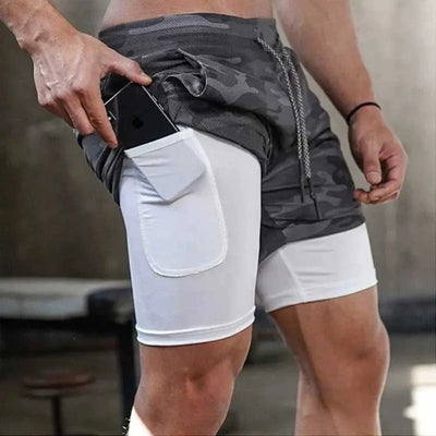 Men’s Camo 2-in-1 Quick-Dry Running Shorts