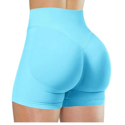 High-Waist Summer Yoga Shorts – Solid Color Fitness Pants