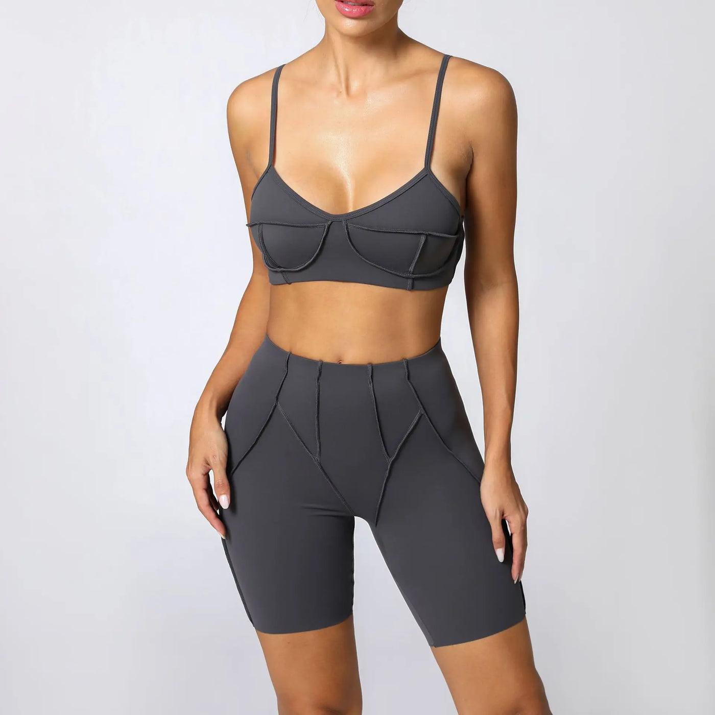 Seamless Yoga Set with High-Waist Leggings & Backless Bra
