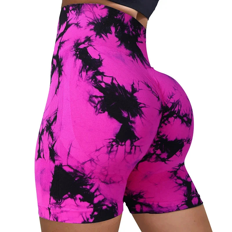 Women’s Tie-Dye High-Waist Yoga & Sports Shorts