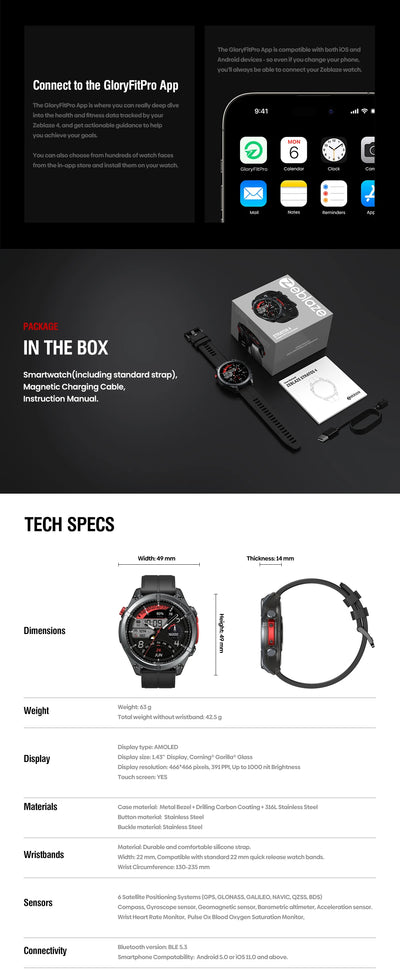 Zeblaze Stratos 4 GPS Smartwatch 2025 AMOLED