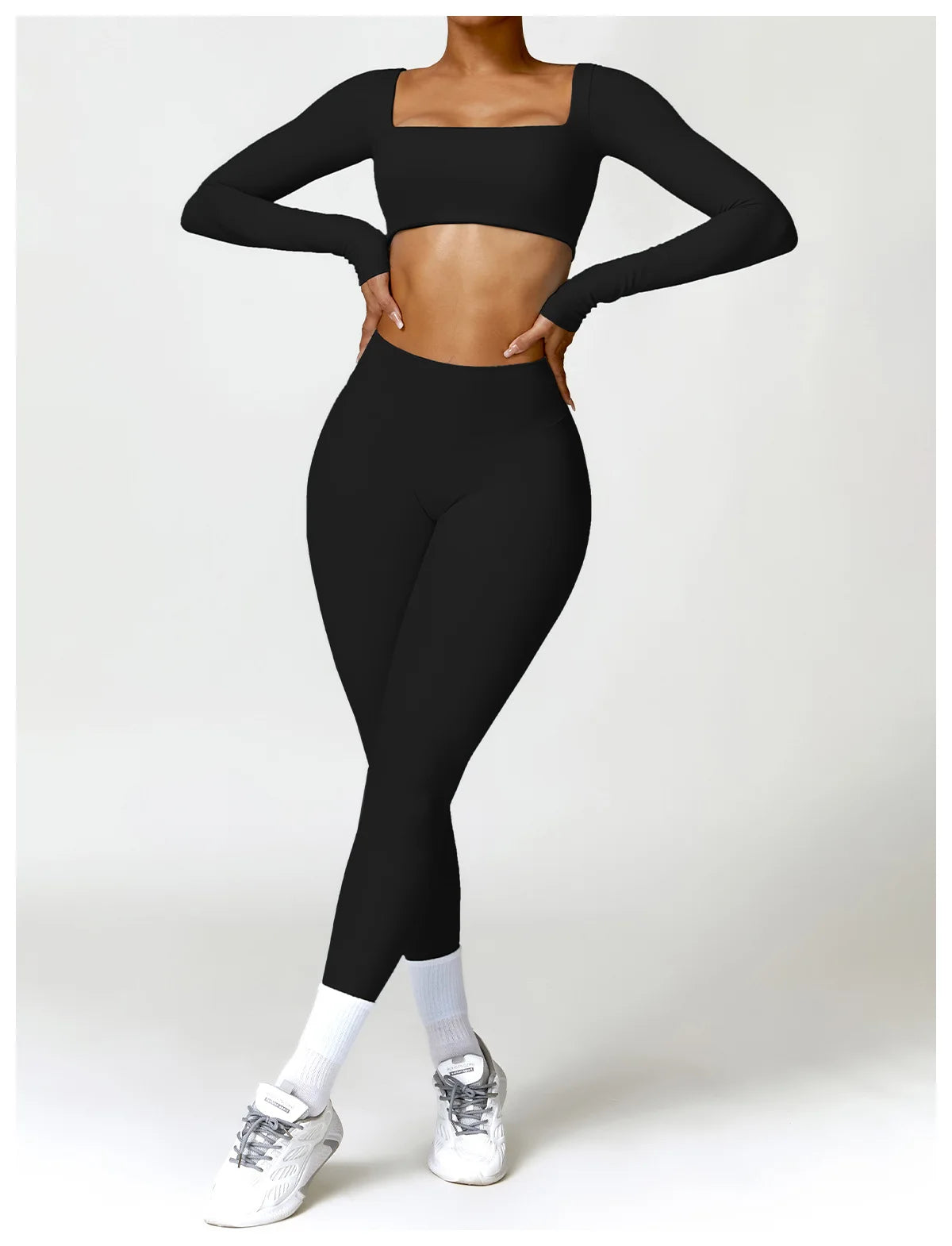 Hearuisavy Women’s Quick-Dry Sports Crop Top – Long Sleeve