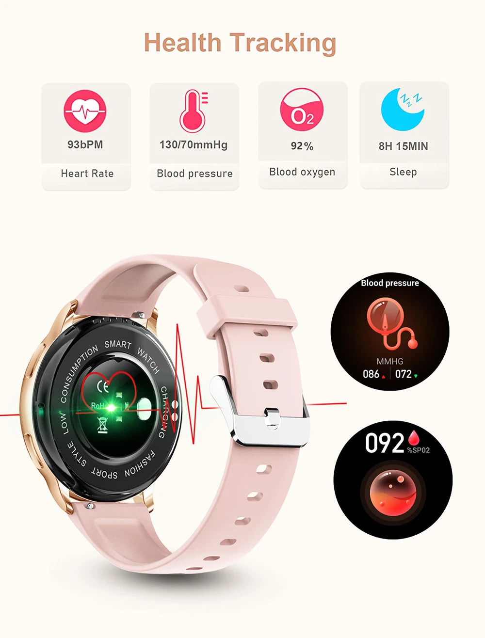 Men’s Smartwatch Y22 – Custom Dial, Fitness Tracker, Heart Rate Monitor