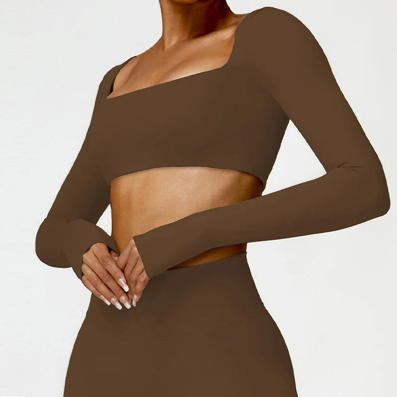 Hearuisavy Women’s Quick-Dry Sports Crop Top – Long Sleeve