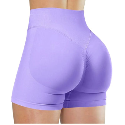 High-Waist Summer Yoga Shorts – Solid Color Fitness Pants