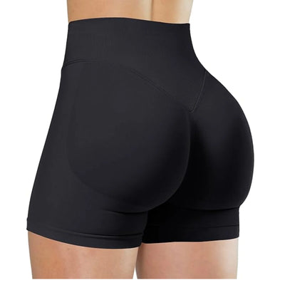High-Waist Summer Yoga Shorts – Solid Color Fitness Pants