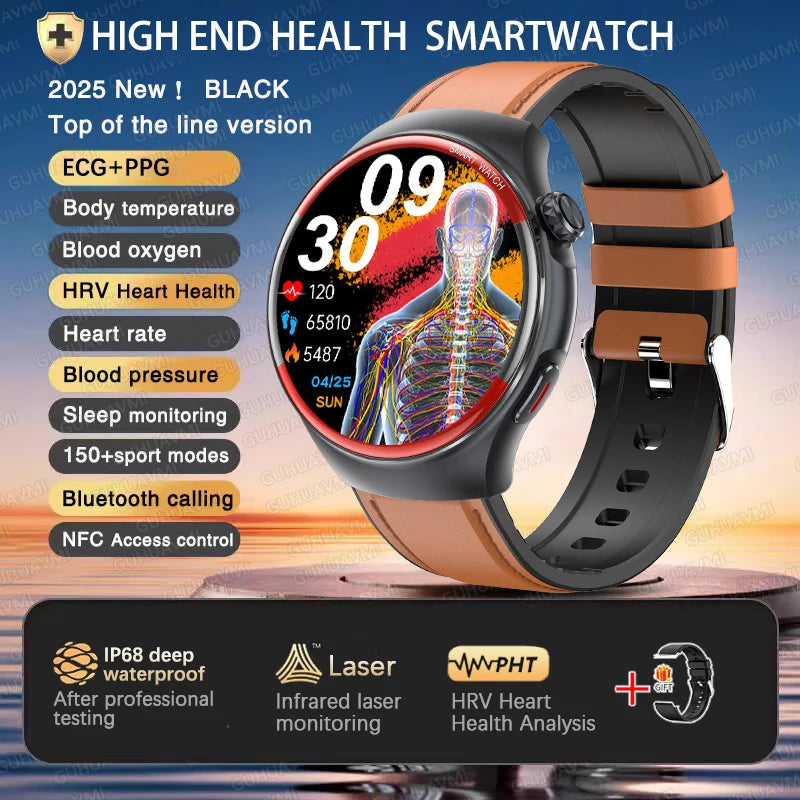 2025 Laser Detection Smartwatch with Blood Pressure & HRV