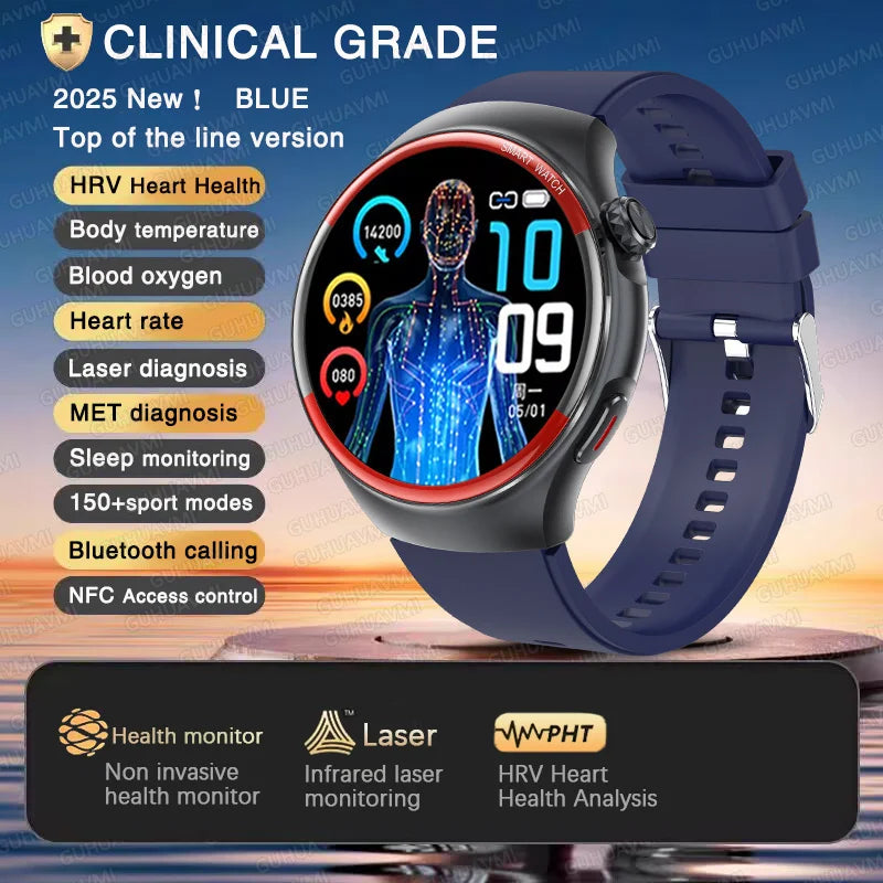 2025 Nursing Health Smartwatch with Laser Blood Pressure Monitor