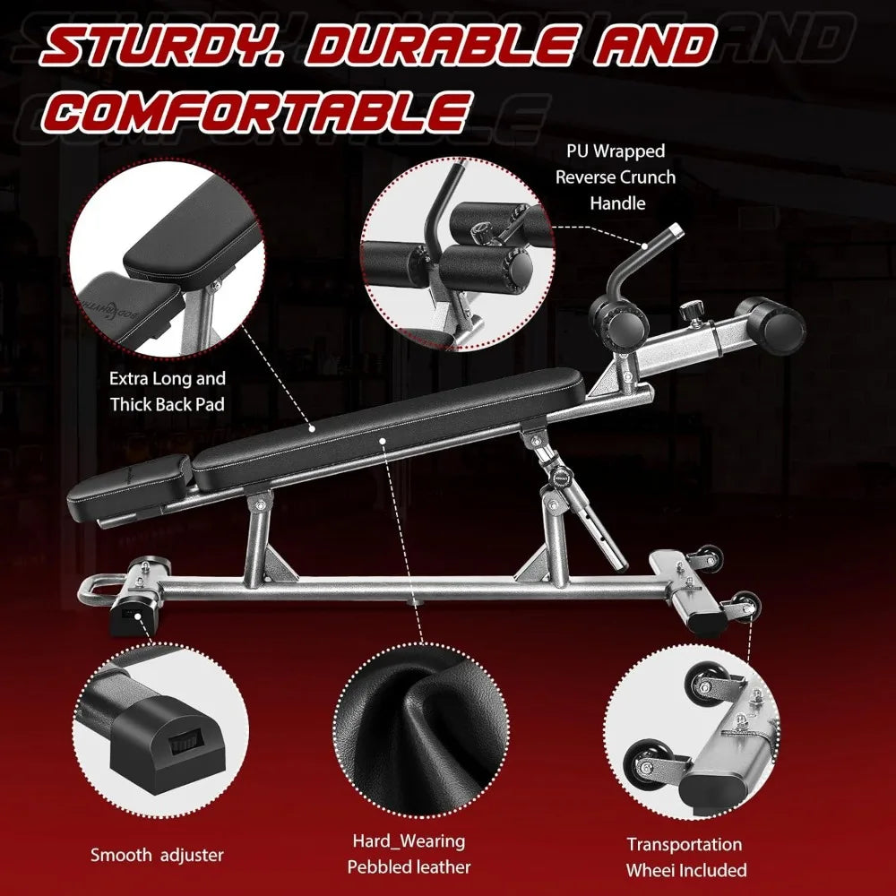 Adjustable Sit-Up Bench with Reverse Crunch Handle