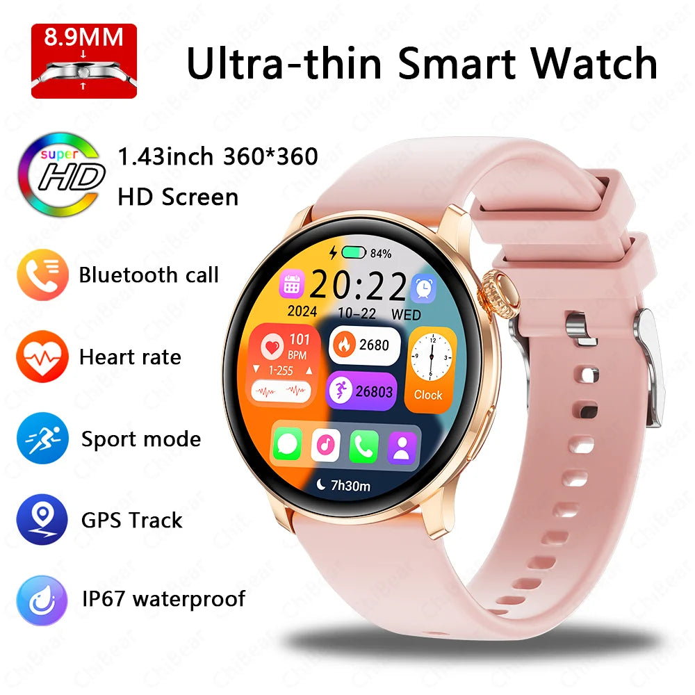 Ultra-thin Luxury Smartwatch Woman GPS Motion Trajectory Bluetooth Call Health Dynamic Island Waterproof Smart Watch Android IOS