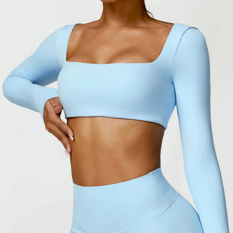 Hearuisavy Women’s Quick-Dry Sports Crop Top – Long Sleeve