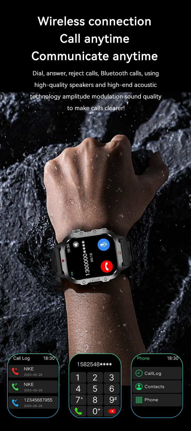 AXASFIT Smartwatch – 2.01" HD Screen with Bluetooth Call