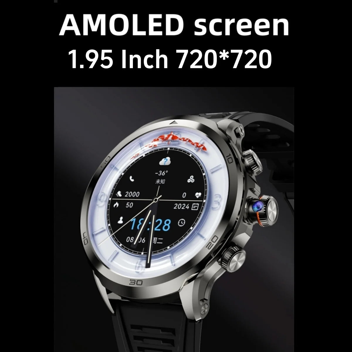 H19 Smartwatch Android 10.0 with 190° Camera & 1.95" AMOLED
