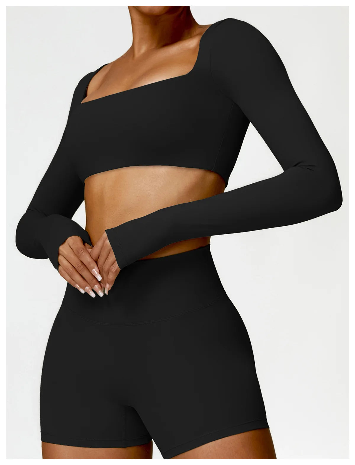 Hearuisavy Women’s Quick-Dry Sports Crop Top – Long Sleeve