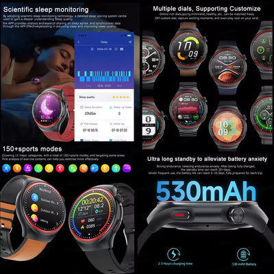 2025 Nursing Health Smartwatch with Laser Blood Pressure Monitor
