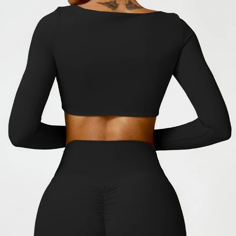 Hearuisavy Women’s Quick-Dry Sports Crop Top – Long Sleeve