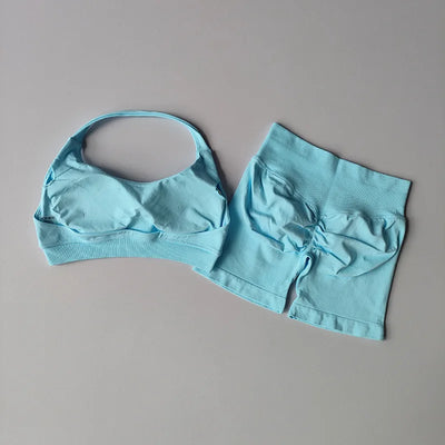 2-Piece Seamless Yoga Set for Women – Sports Bra & Shorts