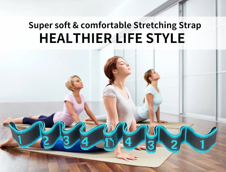 Elastic Yoga Stretching Strap with Loops for Yoga & Pilates
