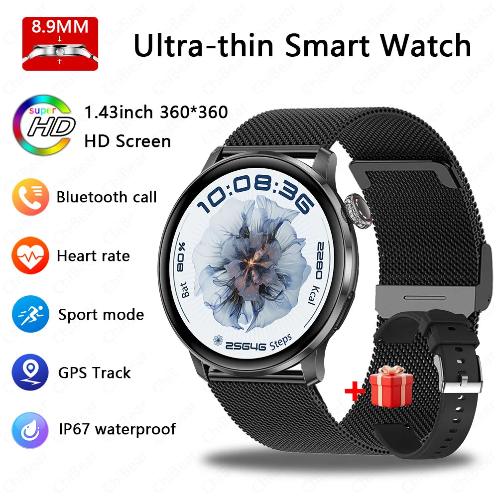 Ultra-thin Luxury Smartwatch Woman GPS Motion Trajectory Bluetooth Call Health Dynamic Island Waterproof Smart Watch Android IOS