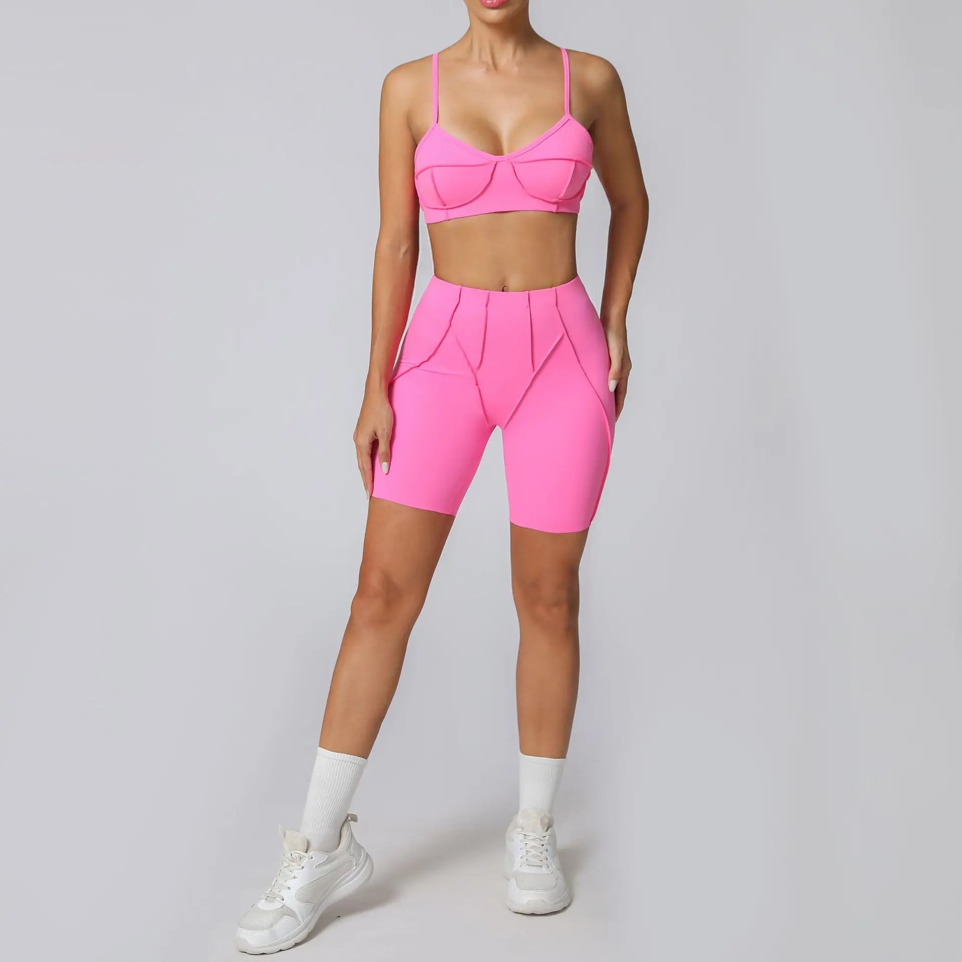 Seamless Yoga Set with High-Waist Leggings & Backless Bra
