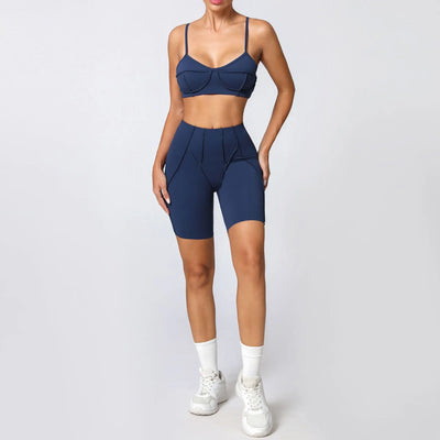 Seamless Yoga Set with High-Waist Leggings & Backless Bra