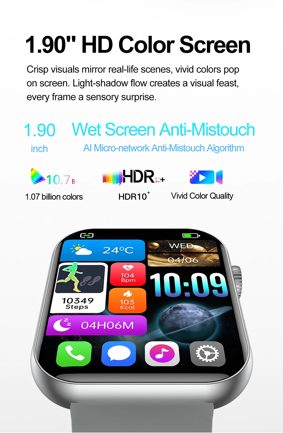 2025 Smartwatch 1.9" HD – Bluetooth Call, Heart Rate, Waterproof Fitness Watch