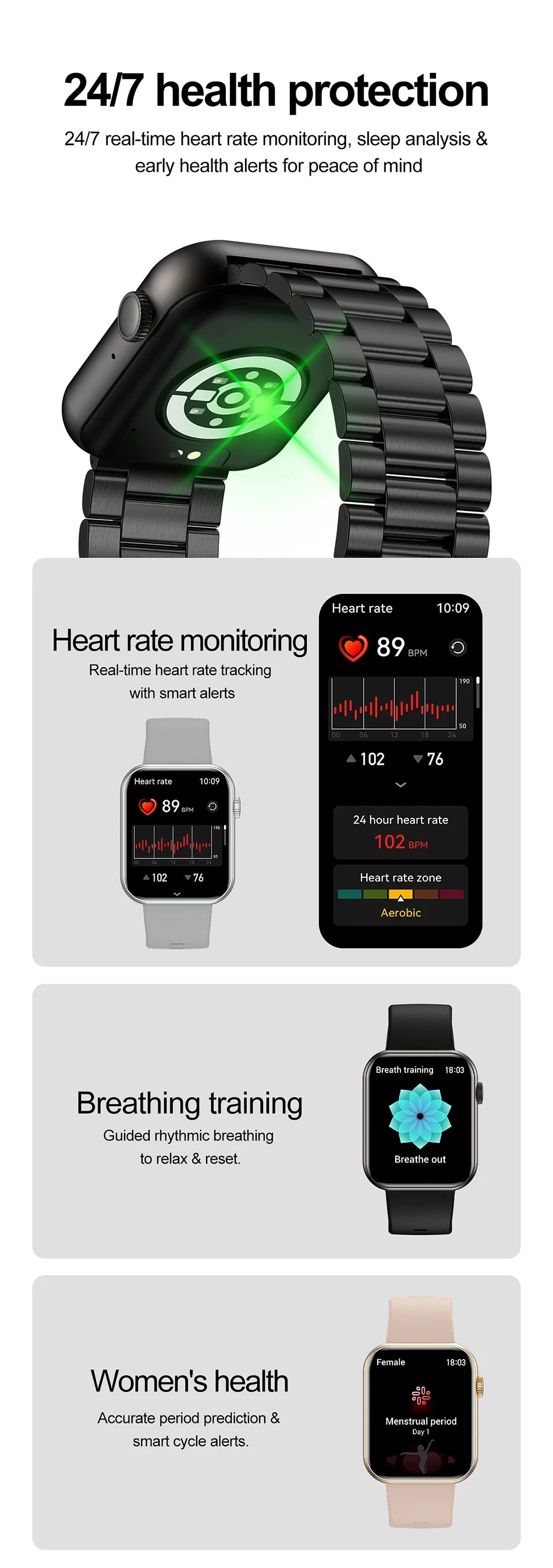 2025 Smartwatch 1.9" HD – Bluetooth Call, Heart Rate, Waterproof Fitness Watch