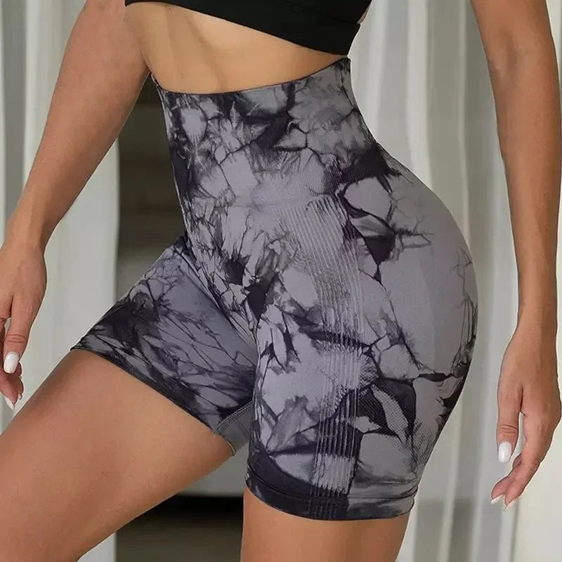 Women’s Tie-Dye High-Waist Yoga & Sports Shorts