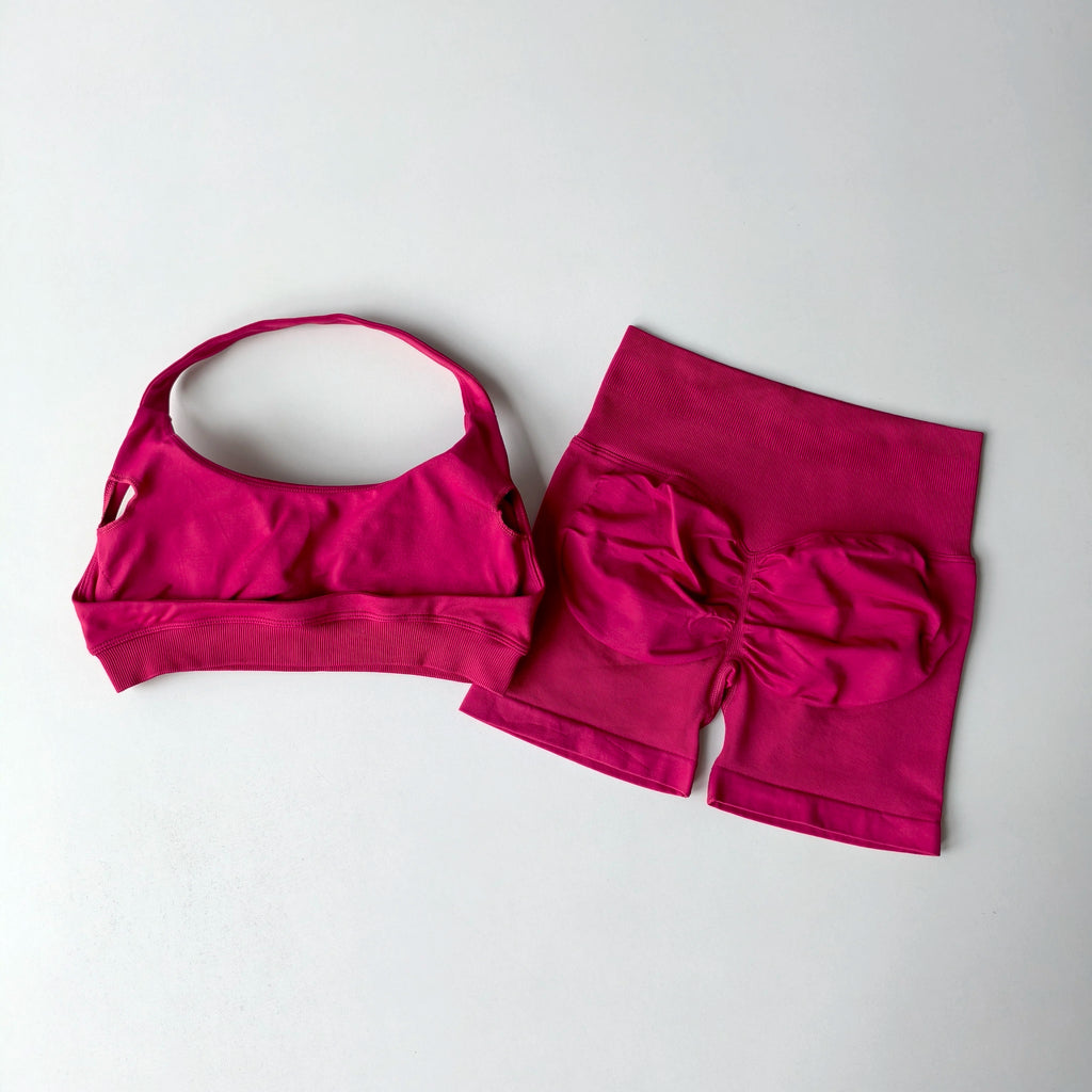 2-Piece Seamless Yoga Set for Women – Sports Bra & Shorts