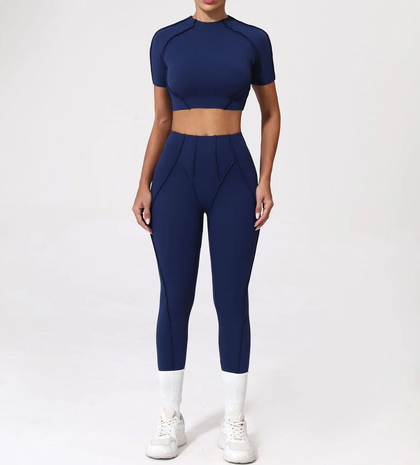 Seamless Yoga Set with High-Waist Leggings & Backless Bra