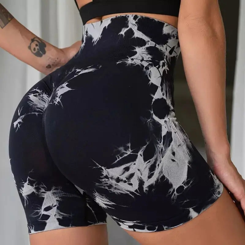 Women’s Tie-Dye High-Waist Yoga & Sports Shorts