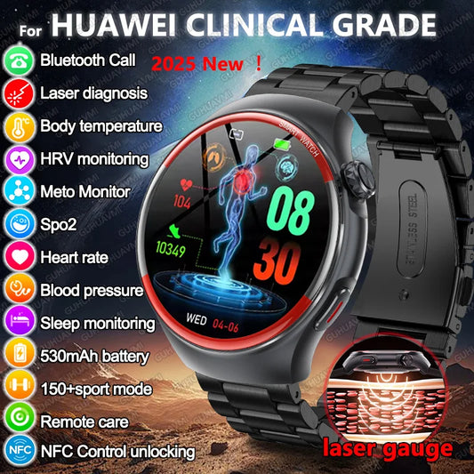2025 Nursing Health Smartwatch with Laser Blood Pressure Monitor