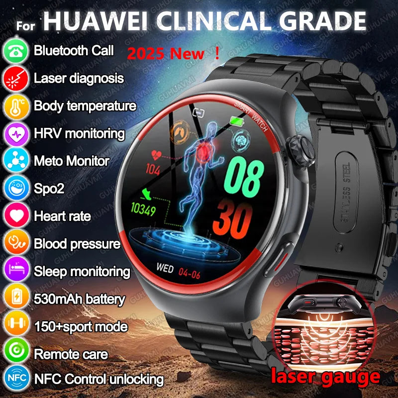 2025 Nursing Health Smartwatch with Laser Blood Pressure Monitor
