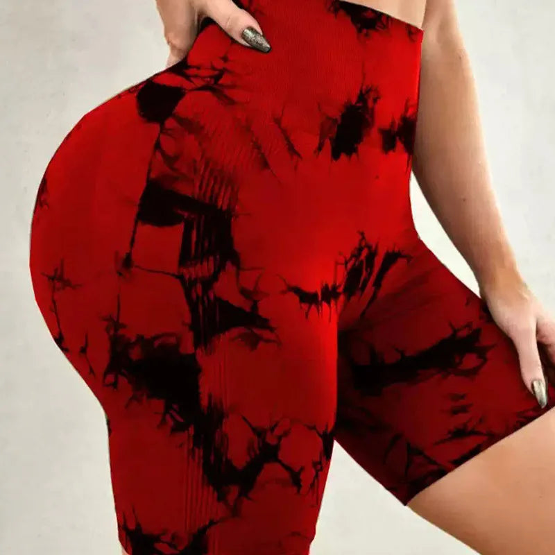 Women’s Tie-Dye High-Waist Yoga & Sports Shorts