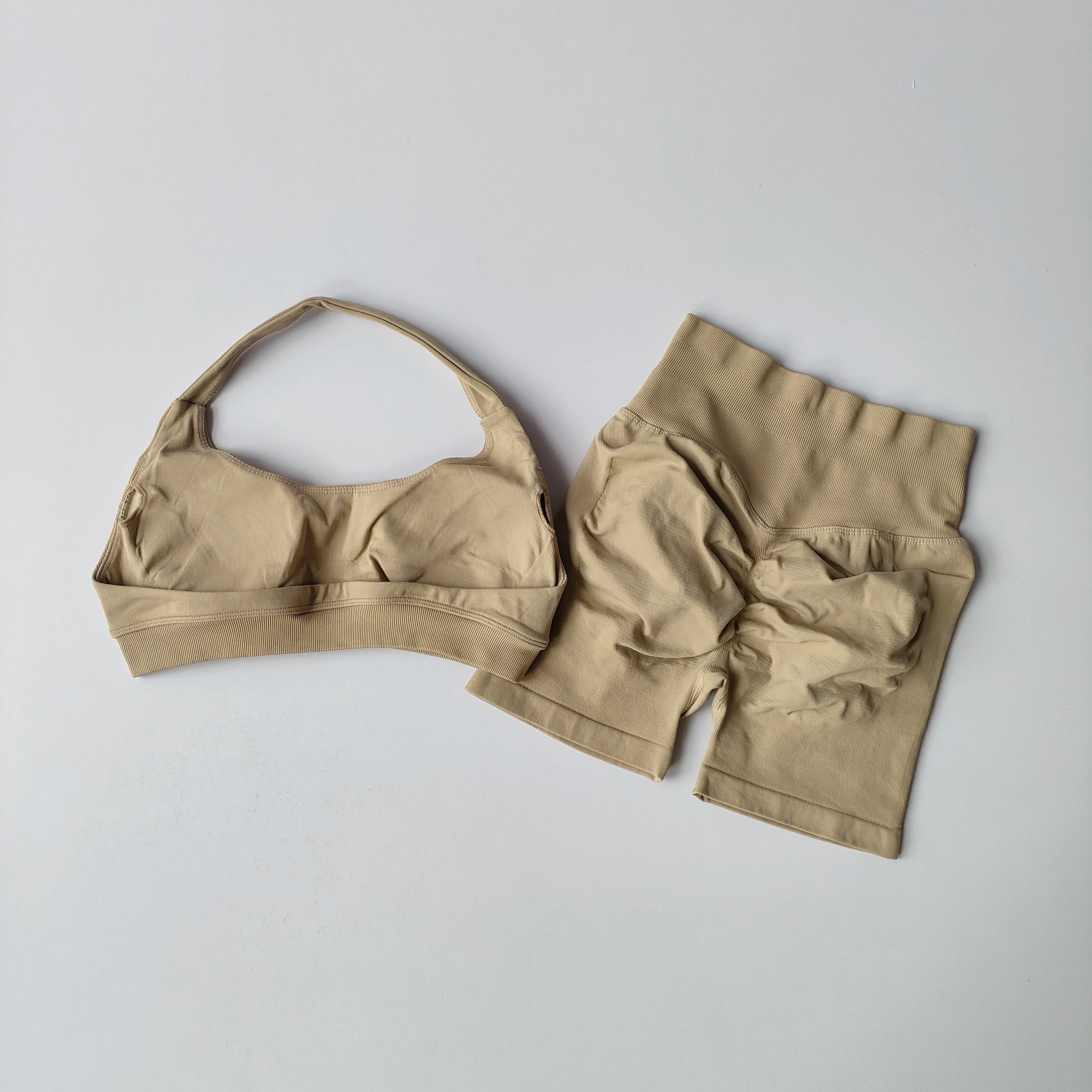 2-Piece Seamless Yoga Set for Women – Sports Bra & Shorts